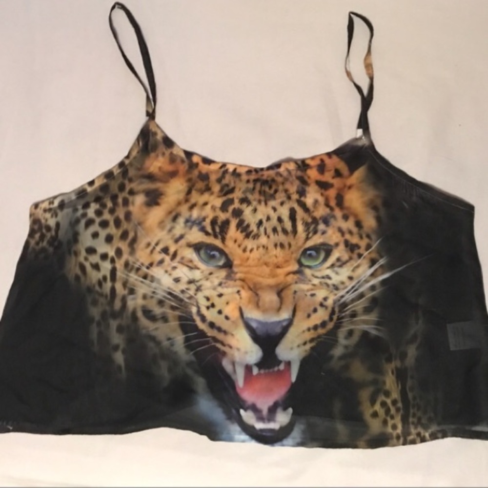 Pacsun cropped sheer leopard tank top